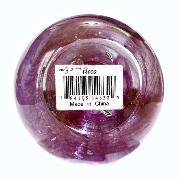 Large Heavy Blown Glass Egg Paperweight Home Decor 6 Inch Purple Swirled Vintage - Picture 4 of 7